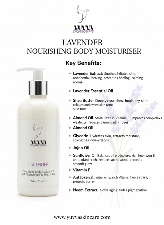 Nourishing Body Moisturiser with Niacinamide & Shea Butter | Lavender | 300ml